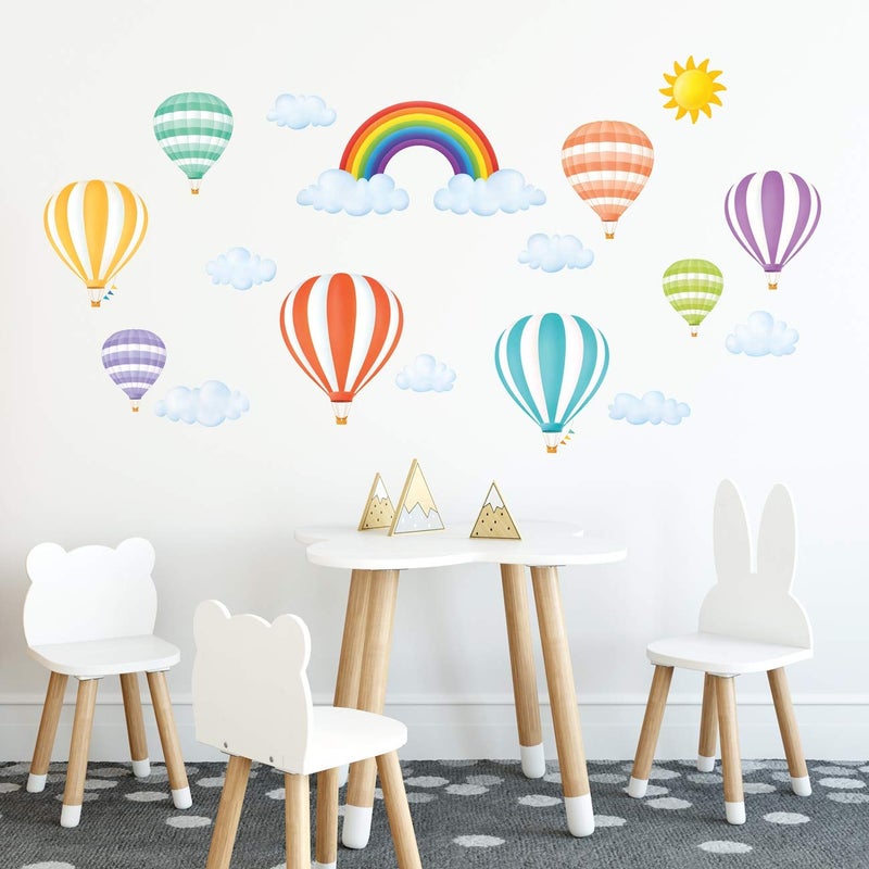 Decowall ملصقات حائط للأطفال من DECOWALL DS8-1801 على شكل قوس قزح و بالونات هوائية، ملصقات حائط قابلة للإزالة والتثبيت، لتزيين غرفة الأطفال أو غرفة النوم أو غرفة المعيشة. - Image 2
